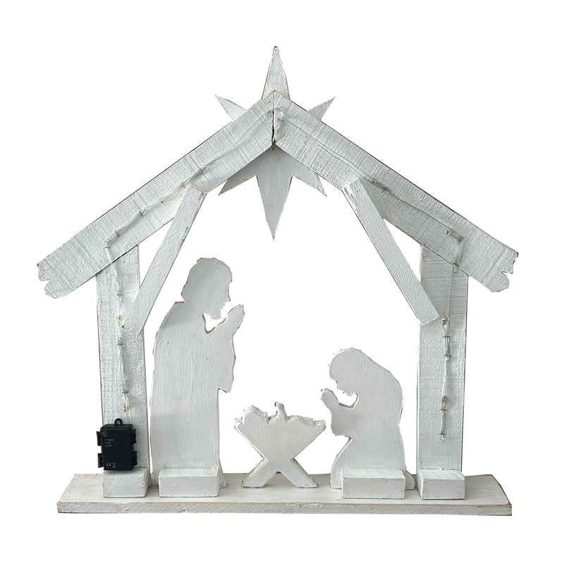 85255-M - 30in Lighted Wooden Nativity Family with Timer Battery Operated Christmas Decor Hi-Line Gift Ltd.