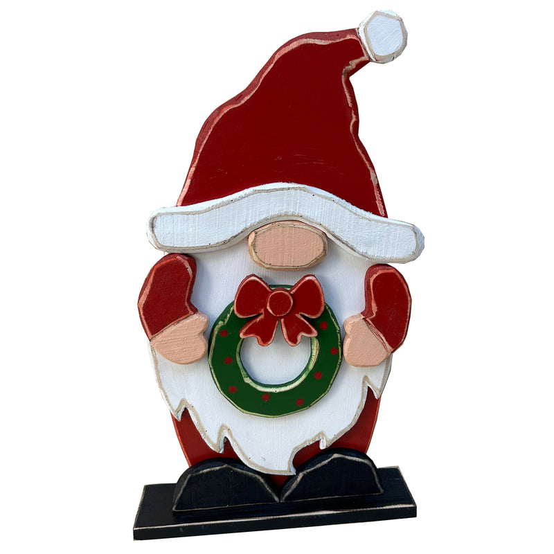 85255-P - Medium Wooden Gnome Christmas Decor Indoor Outdoor Use Hi-Line Gift Ltd.