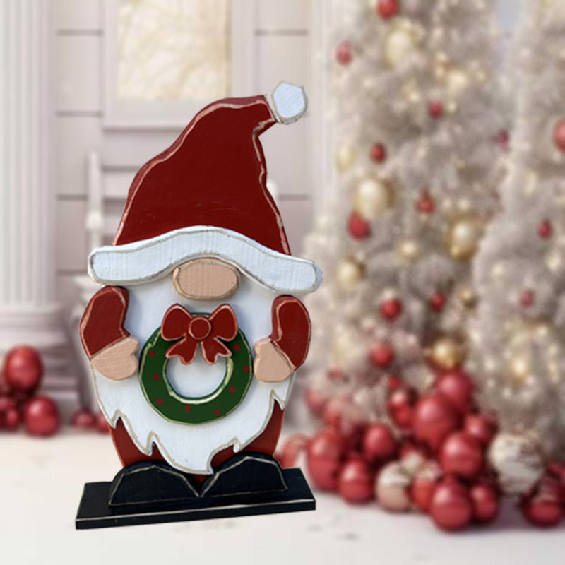 85255-P - Medium Wooden Gnome Christmas Decor Indoor Outdoor Use Hi-Line Gift Ltd.