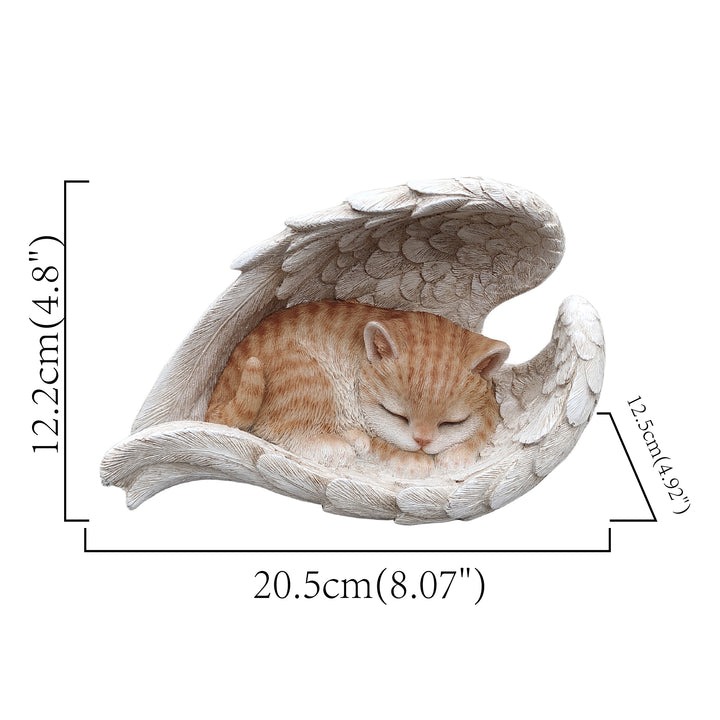 87630-A - Citrus Seraph: Vibrant Orange Polyresin Angel Cat
