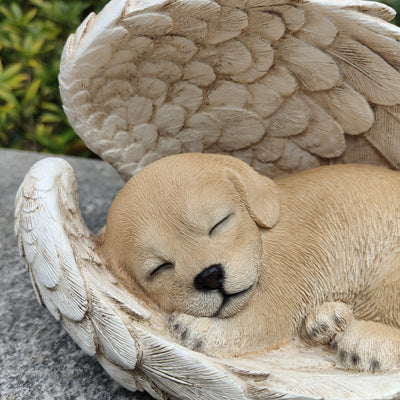 87630-B - Sunny Serenity: Radiant Yellow Polyresin Angel Dog Figurine Hi-Line Gift Ltd.