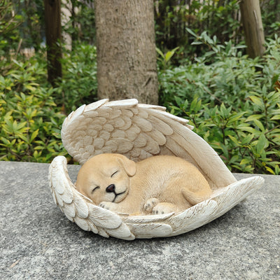 87630-B - Sunny Serenity: Radiant Yellow Polyresin Angel Dog Figurine Hi-Line Gift Ltd.