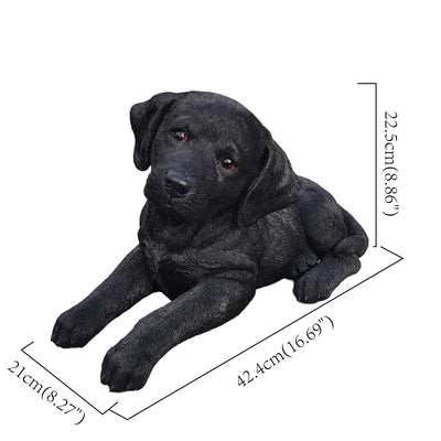 87632-BK - Midnight Reverie: Sleek Black Polyresin Lying Labrador Figurine Hi-Line Gift Ltd.