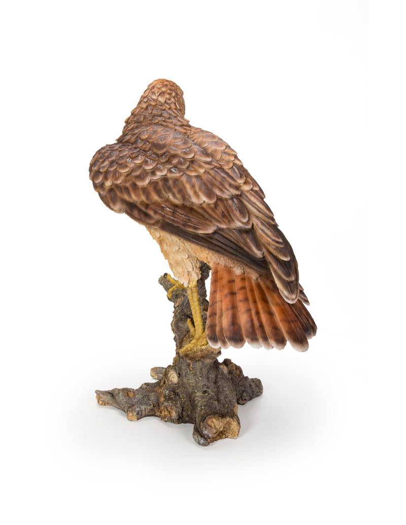 Wild Hawk standing on branch Garden Statue HI-LINE GIFT LTD.