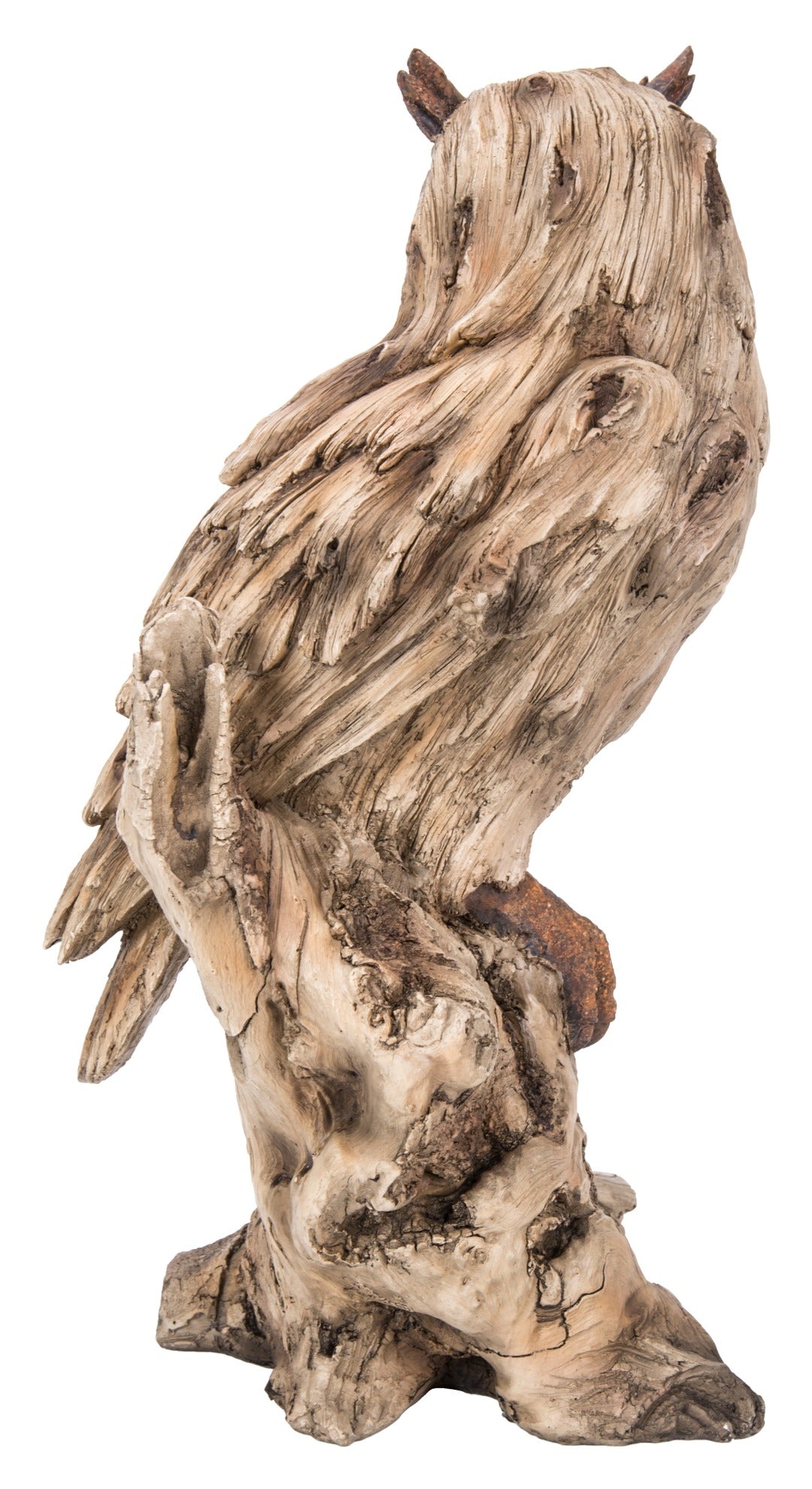 Driftwood Eagle Owl On Stump Statue HI-LINE GIFT LTD.