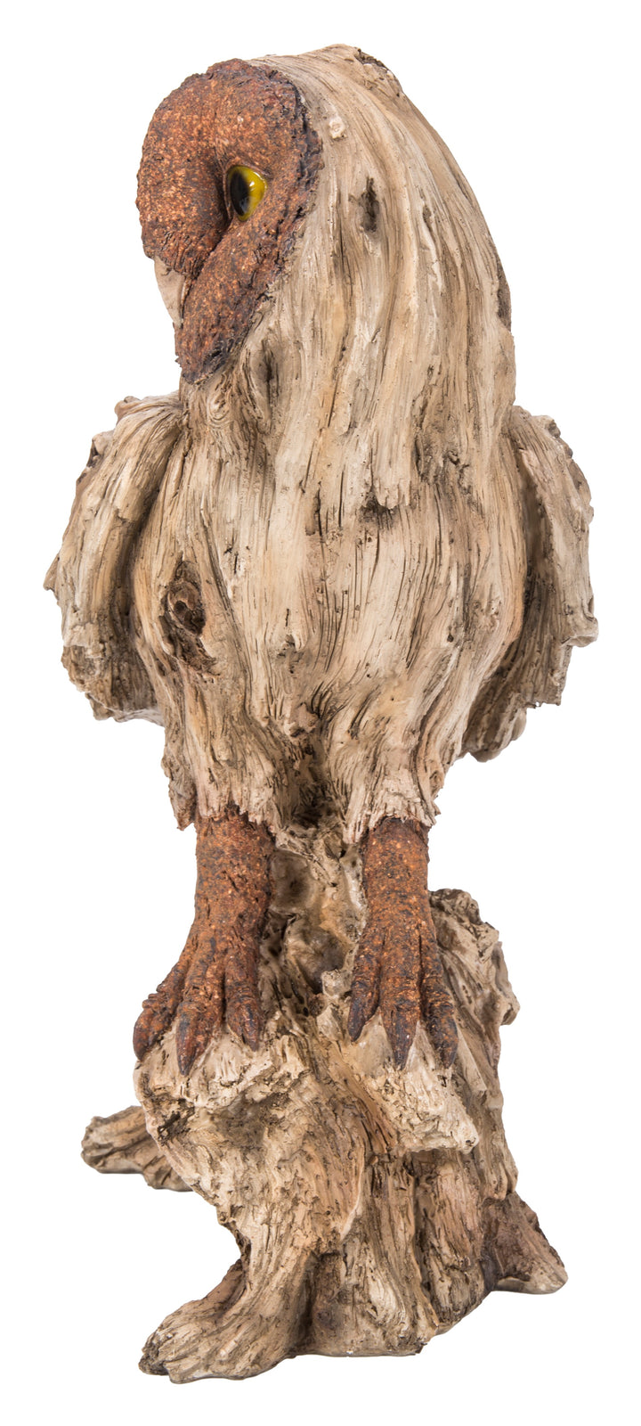 Driftwood Barn Owl On Stump Statue Hi-Line Gift Ltd.