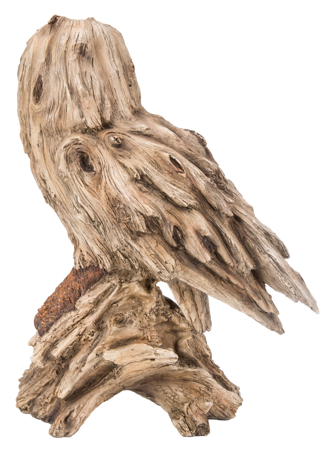Driftwood Barn Owl On Stump Statue Hi-Line Gift Ltd.