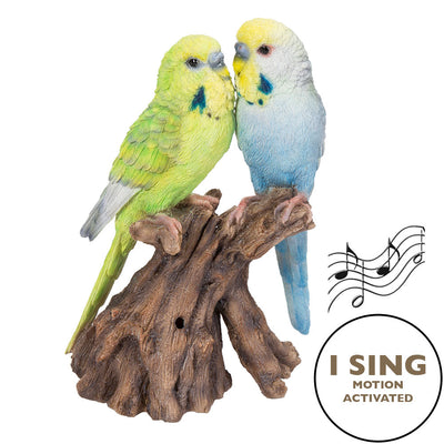 Motion Activated Singing Couple Budgerigar Statue HI-LINE GIFT LTD.