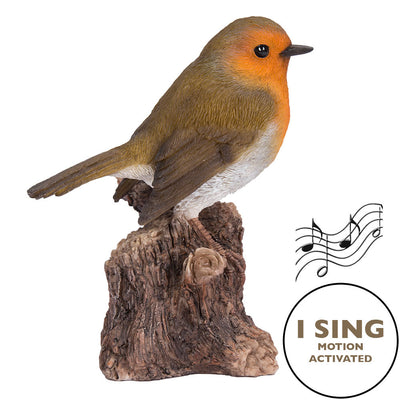 Motion Activated Singing Robin Standing Stump Statue HI-LINE GIFT LTD.