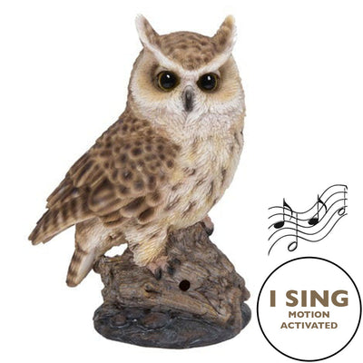 Singing Long Eared Owl Standing Stump - Garden Statue HI-LINE GIFT LTD.