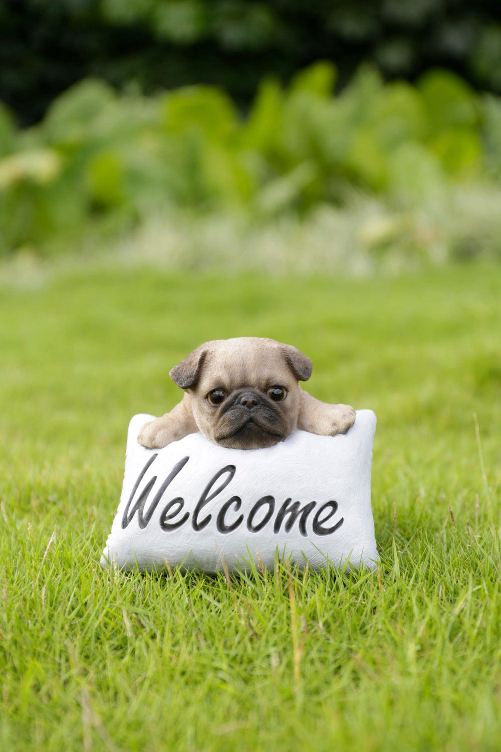Pug Puppy with Welcome Sign Statue HI-LINE GIFT LTD.
