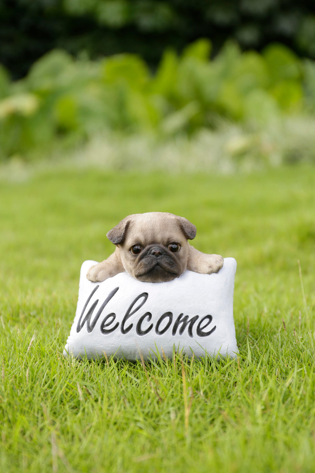 Pug Puppy with Welcome Sign Statue - Home Decor - Hi-Line Gift Ltd.