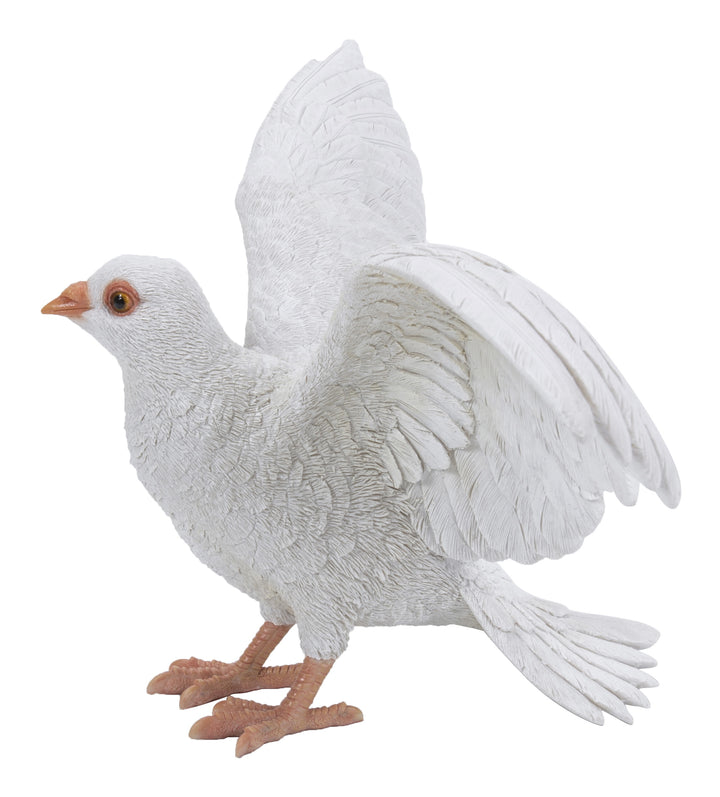 Pigeon W/Spread Wings - White Statue HI-LINE GIFT LTD.