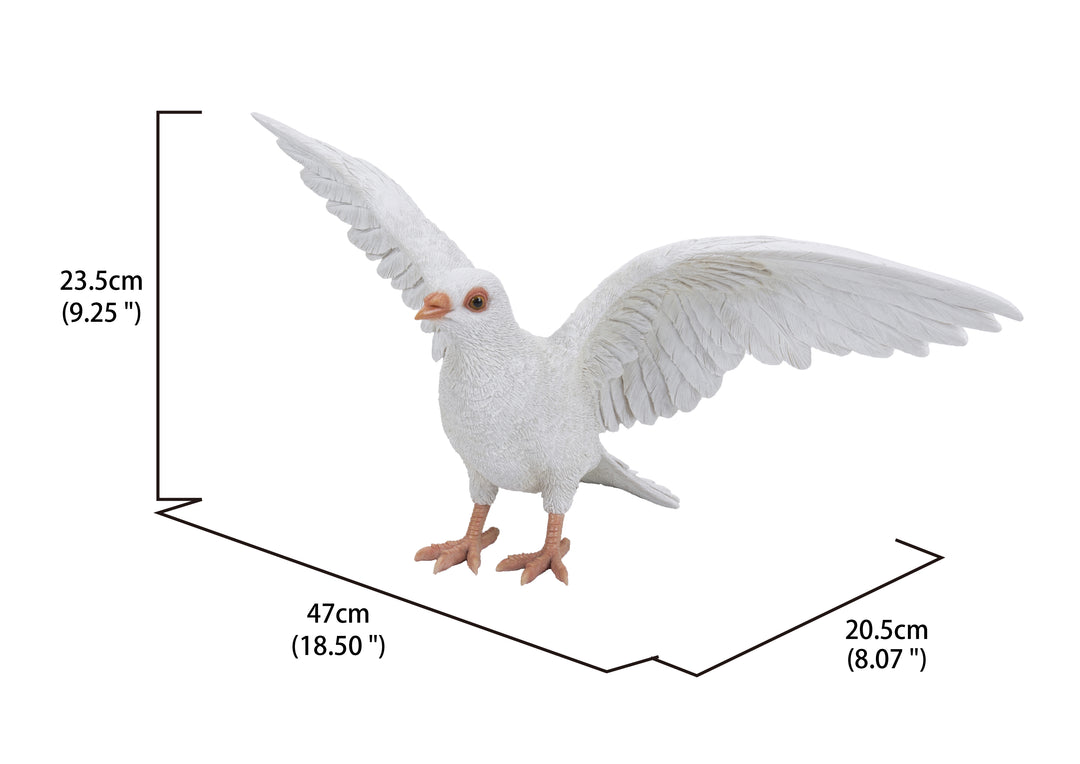 Pigeon W/Spread Wings - White Statue HI-LINE GIFT LTD.