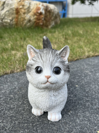 87698-01 - Sitting Cat Kitten Statue-Gray Hi-Line Gift Ltd.