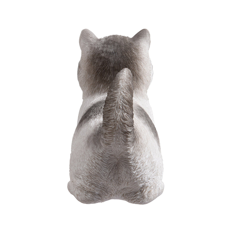87698-01 - Sitting Cat Kitten Statue-Gray Hi-Line Gift Ltd.