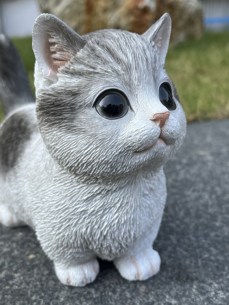 87698-01 - Sitting Cat Kitten Statue-Gray Hi-Line Gift Ltd.