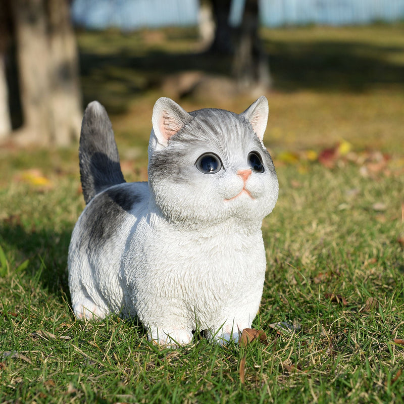 87698-01 - Sitting Cat Kitten Statue-Gray Hi-Line Gift Ltd.