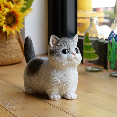 87698-01 - Sitting Cat Kitten Statue-Gray Hi-Line Gift Ltd.