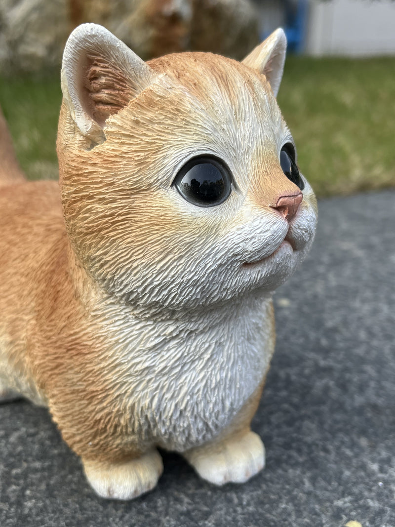 87698-02 - Sitting Cat Orange Tabby Statue Hi-Line Gift Ltd.