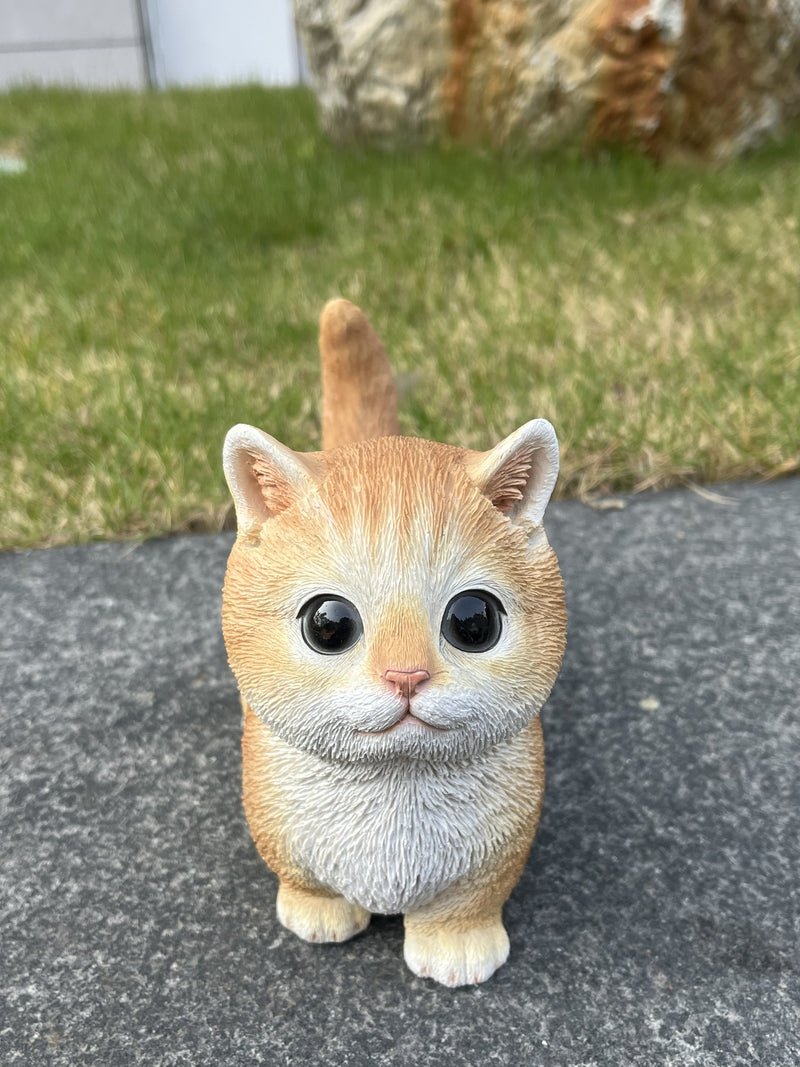 87698-02 - Sitting Cat Orange Tabby Statue Hi-Line Gift Ltd.
