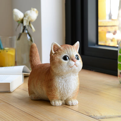 87698-02 - Sitting Cat Orange Tabby Statue Hi-Line Gift Ltd.