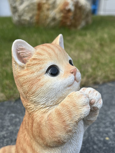 87699-01 - 7" H Orange Tabby Cat Praying Hi-Line Gift Ltd.