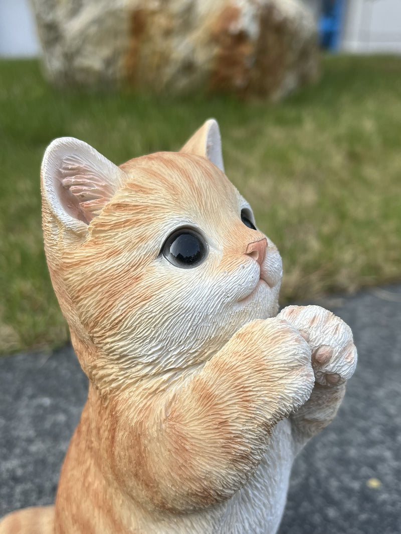 87699-01 - 7" H Orange Tabby Cat Praying Hi-Line Gift Ltd.