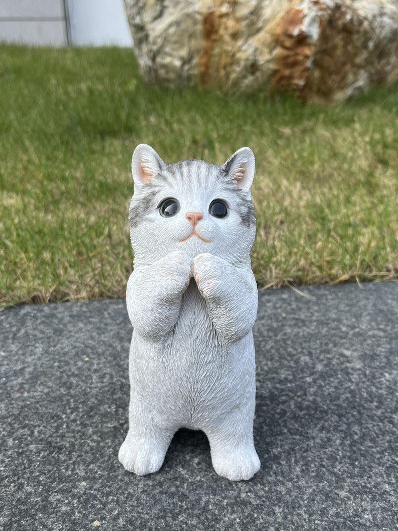 87699-02 - 7" H Cat Kitten Statue Praying-Gray Hi-Line Gift Ltd.