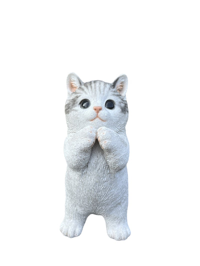 87699-02 - 7" H Cat Kitten Statue Praying-Gray Hi-Line Gift Ltd.