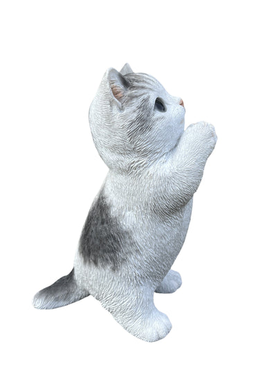 87699-02 - 7" H Cat Kitten Statue Praying-Gray Hi-Line Gift Ltd.