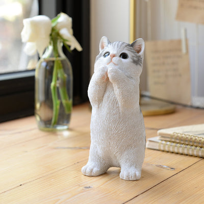 87699-02 - 7" H Cat Kitten Statue Praying-Gray Hi-Line Gift Ltd.