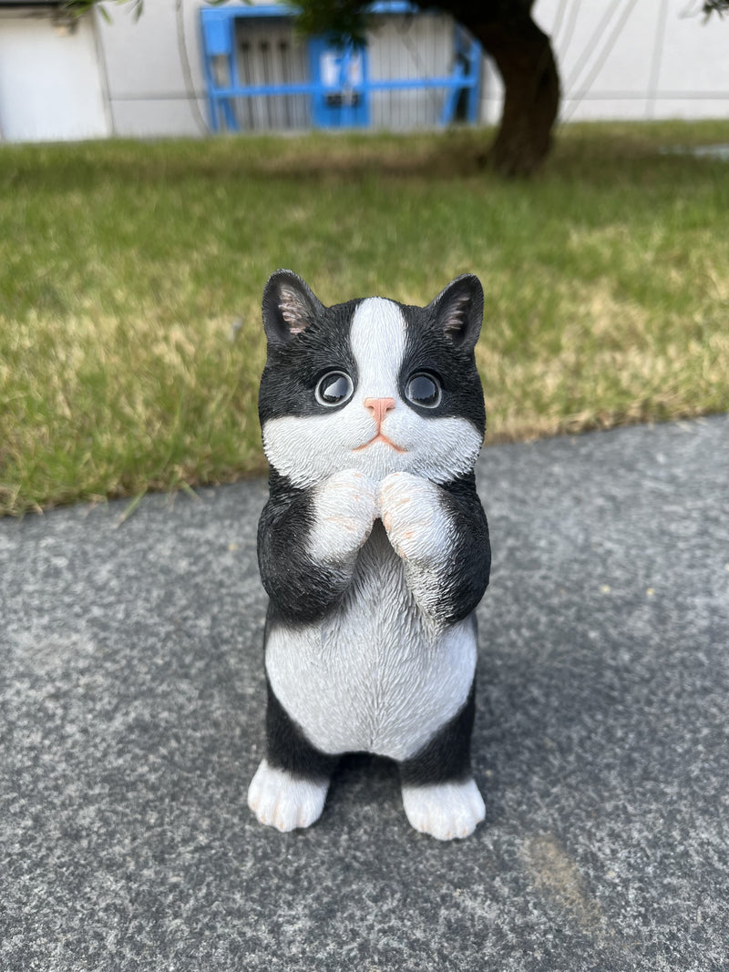 87699-03 - 7" H Cow Cat Kitten Statue Praying Hi-Line Gift Ltd.