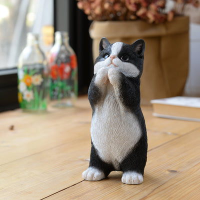 87699-03 - 7" H Cow Cat Kitten Statue Praying Hi-Line Gift Ltd.