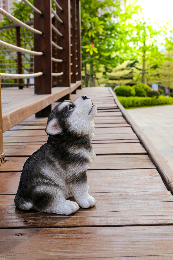 Hi-Line Exclusive - Howling Alaskan Malamute Puppy Statue - Home