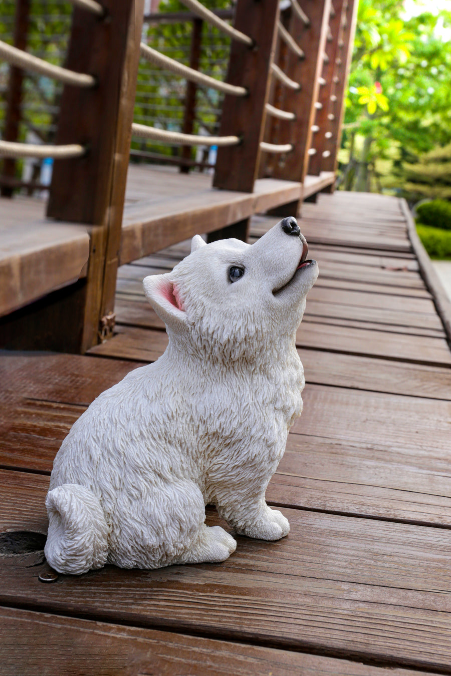 Hi-Line Exclusive - Howling American Eskimo Puppy Statue HI-LINE GIFT LTD.