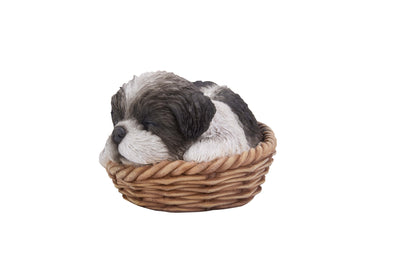 Wicker Basket Shih Tzu Statue Hi-Line Gift Ltd.