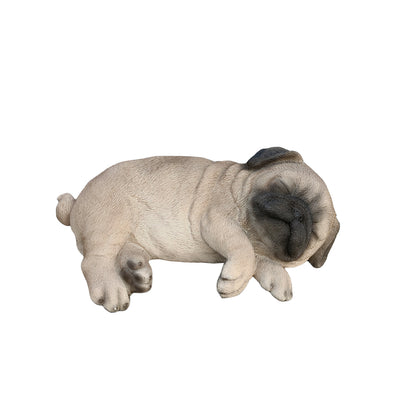 87710-Q - Pug Dreamland: Cozy Brown Polyresin Sleeping Pug Figurine Hi-Line Gift Ltd.