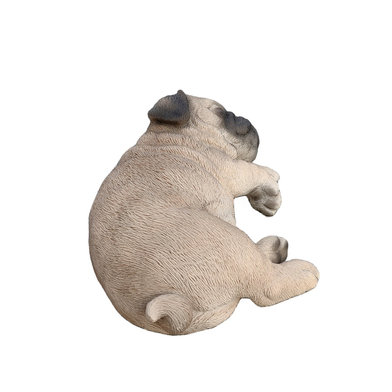 87710-Q - Pug Dreamland: Cozy Brown Polyresin Sleeping Pug Figurine Hi-Line Gift Ltd.