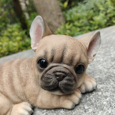87710-R - Bulldog Bliss: Polyresin Resting French Bulldog in Rich Brown Hi-Line Gift Ltd.