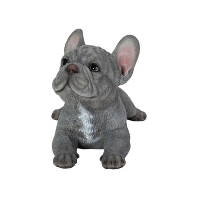 87710-S - Tranquil Blue Hues: Polyresin Lying French Bulldog Figurine in Grey Blue Hi-Line Gift Ltd.