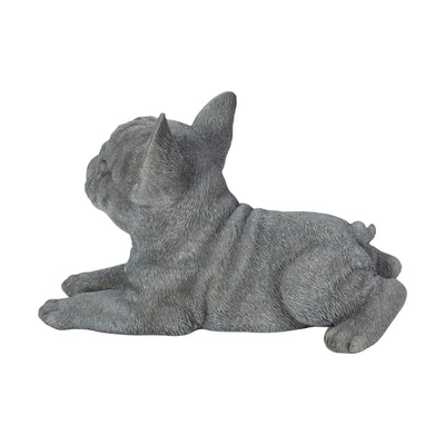 87710-S - Tranquil Blue Hues: Polyresin Lying French Bulldog Figurine in Grey Blue Hi-Line Gift Ltd.