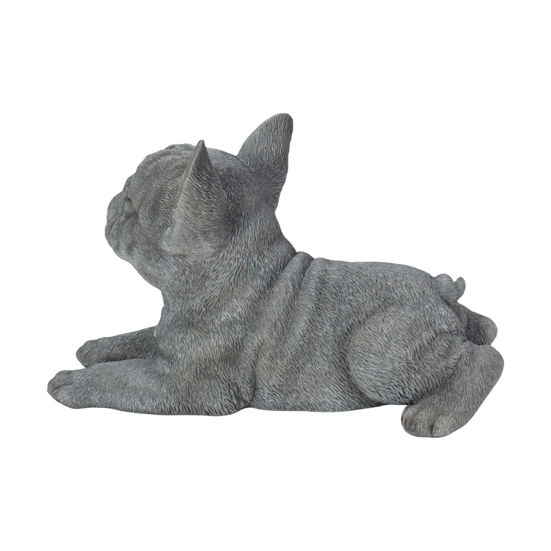 87710-S - Tranquil Blue Hues: Polyresin Lying French Bulldog Figurine in Grey Blue Hi-Line Gift Ltd.
