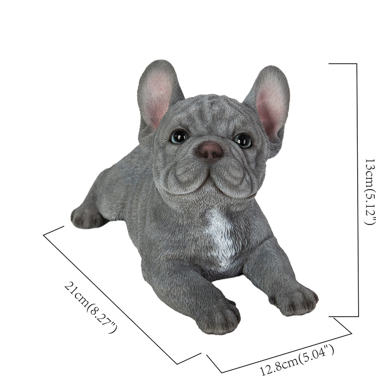 87710-S - Tranquil Blue Hues: Polyresin Lying French Bulldog Figurine in Grey Blue Hi-Line Gift Ltd.
