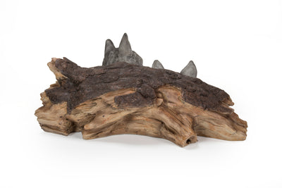 Gray Wolf Cubs Hiding under Log Statue HI-LINE GIFT LTD.