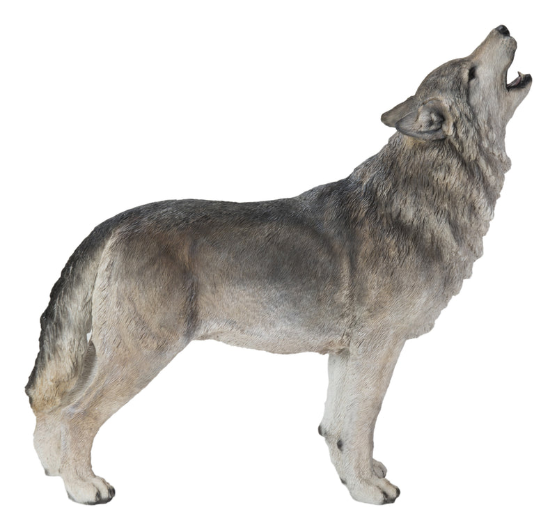 Hi-Line Exclusive - Standing Howling Gray Wolf Statue HI-LINE GIFT LTD.