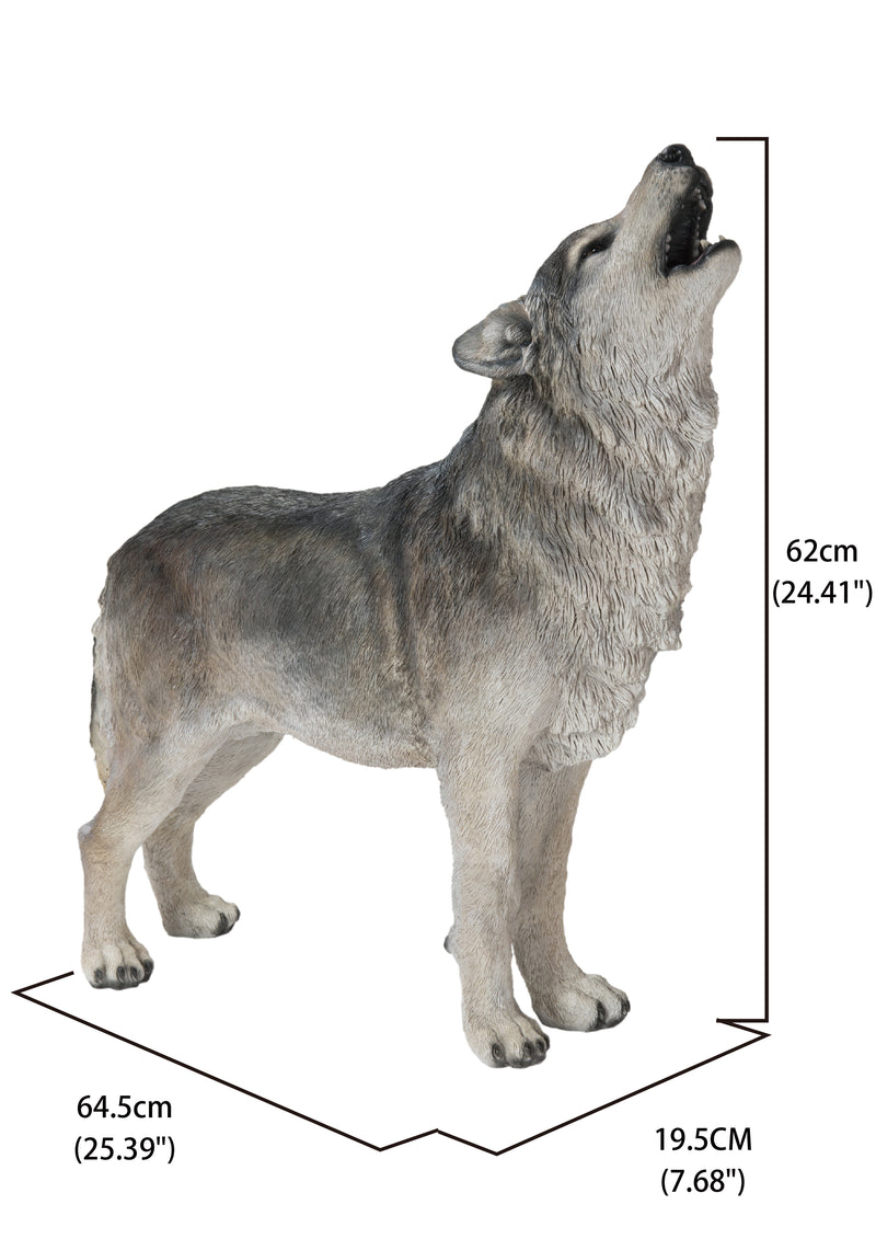 Hi-Line Exclusive - Standing Howling Gray Wolf Statue HI-LINE GIFT LTD.