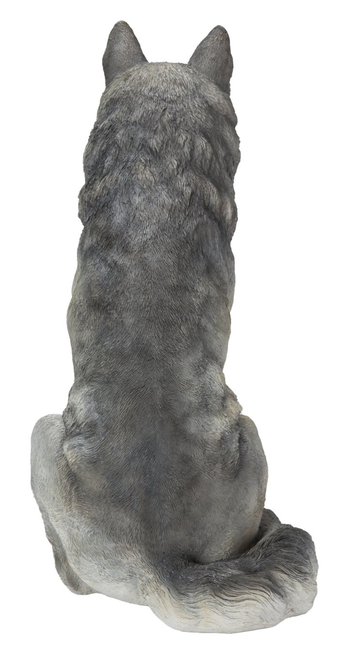 Hi-Line Exclusive - Sitting Grey Wolf Statue HI-LINE GIFT LTD.