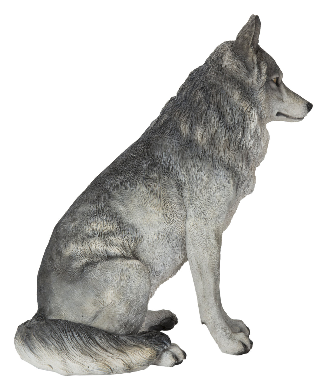 Hi-Line Exclusive - Sitting Grey Wolf Statue (Available in May