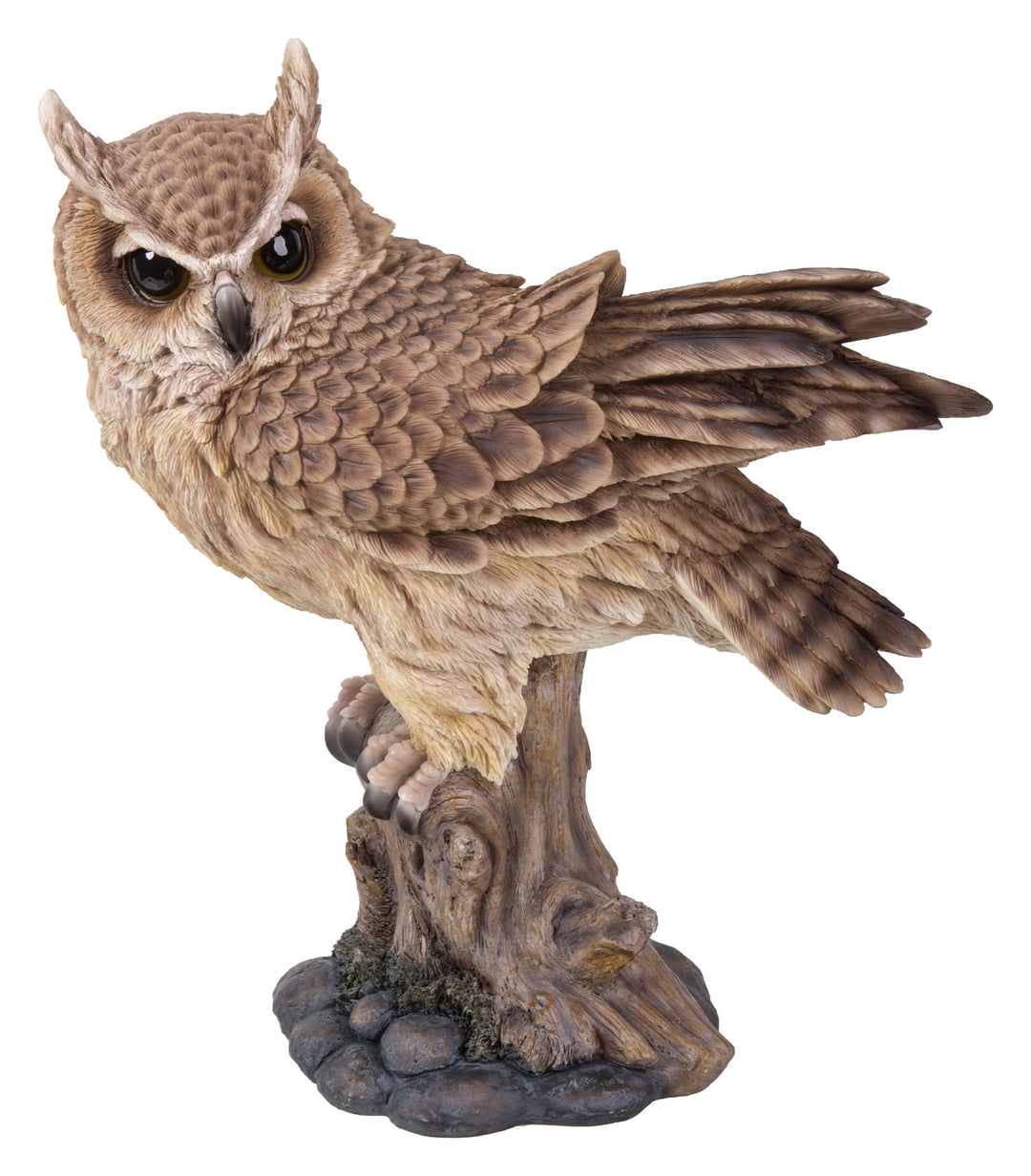Large Long Eared Owl On Stump W/Fluffed Feathers Hi-Line Gift Ltd.